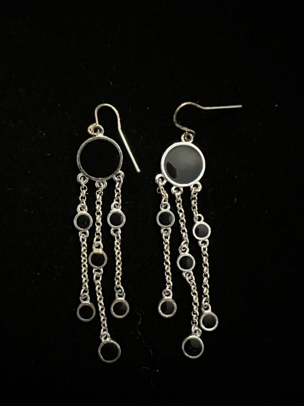 Nine West Black and Silver Multi-Chain Dangle Earrings